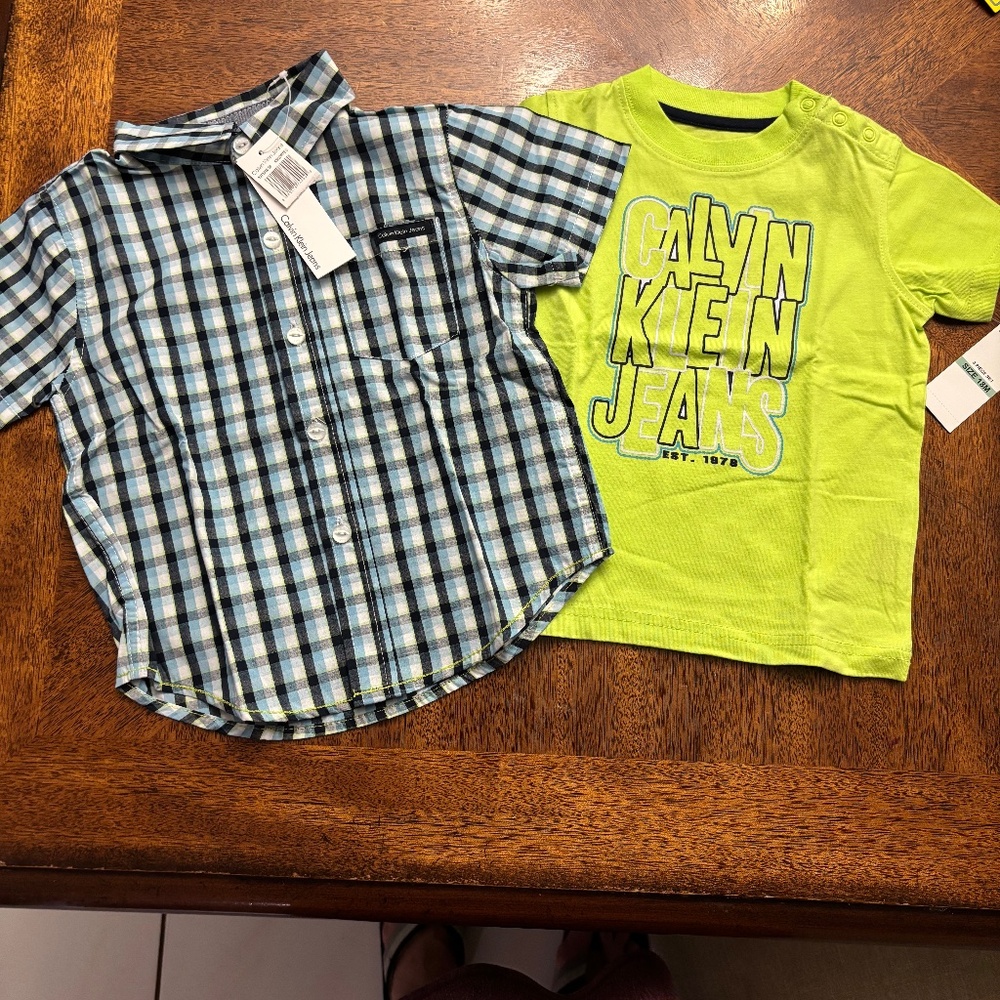 Calvin Klein boys shirt and button collar shirt